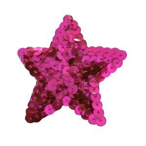 Neon Pink Sequin Star Patch Appliqué Vintage